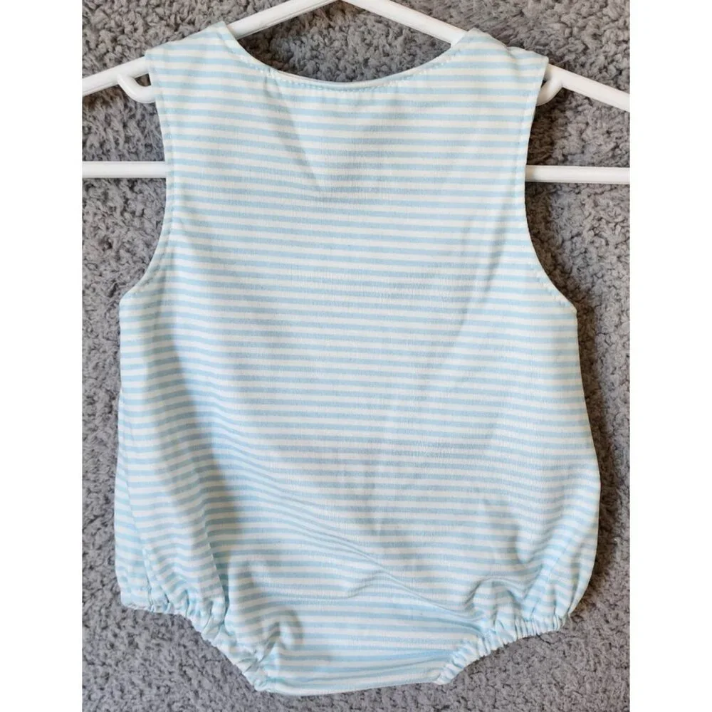 Abby & Evie Red White Blue‎ USA Embroidered Mickey Head One Piece Romper Size 6M